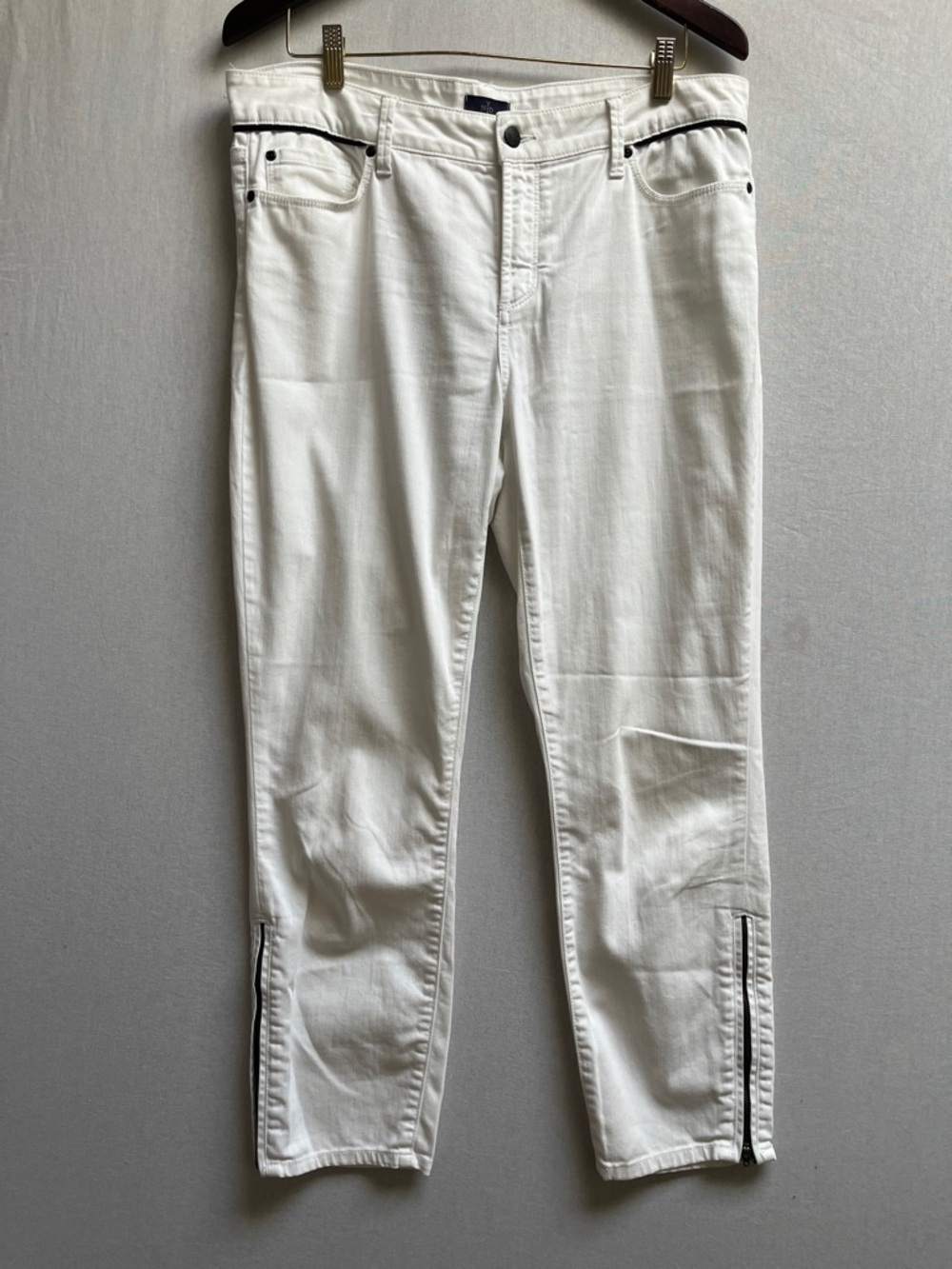 NYDJ Ankle Denim Jeans White Zipper Leg Openings 12